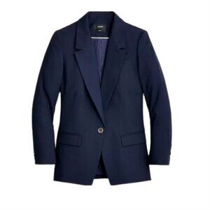 NWT JCrew Willa Blazer Jacket Womens 2 T Tall Navy Blue Italian City Wool NEW